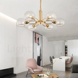 Lustre créatif postmoderne nordique à 6 lumières en verre Magic Bean