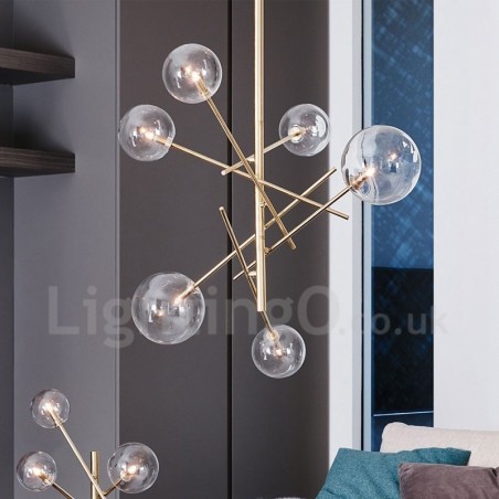 Lustre nordique à 6 lumières, simple et créatif, style rétro, boule de verre en fer, haricot magique Lustre nordique à 6 lumières, simple et créatif, style rétro, boule de verre en fer, haricot magique