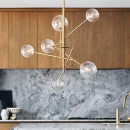 Lustre nordique à 6 lumières, simple et créatif, style rétro, boule de verre en fer, haricot magique