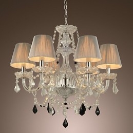 Lustre en cristal de luxe moderne à 1 niveau et 6 lumières