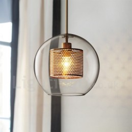 Suspension à tête unique en forme de boule de verre, style nordique minimaliste moderne, luminaire décoratif pour café