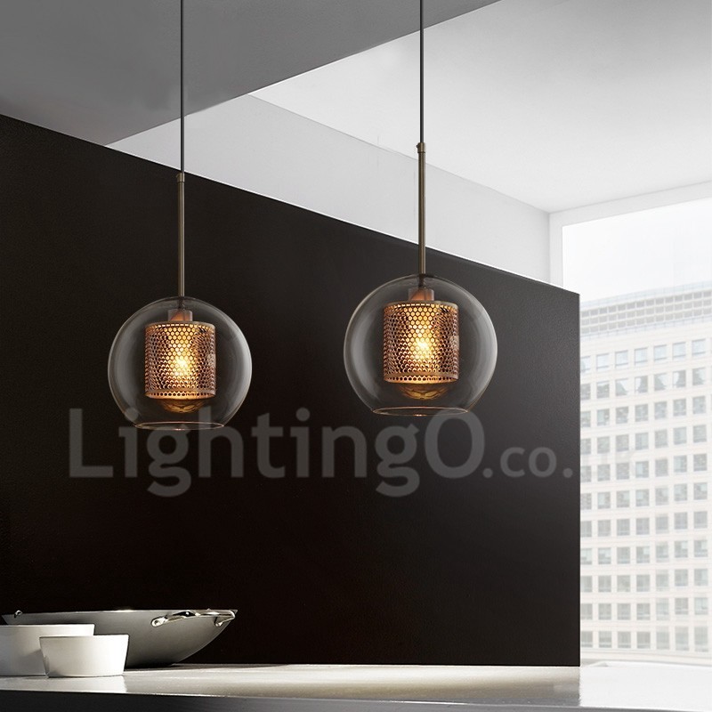 Suspension à tête unique en forme de boule de verre, style nordique minimaliste moderne, luminaire décoratif pour café
