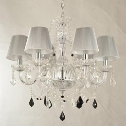 Lustre en cristal de luxe moderne à 1 niveau et 6 lumières
