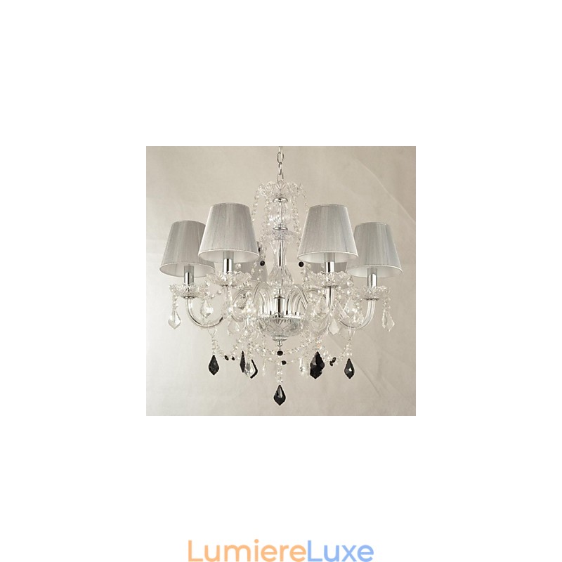 Lustre en cristal de luxe moderne à 1 niveau et 6 lumières