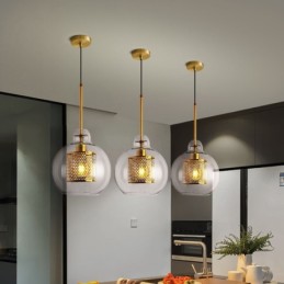 Suspension à tête unique en forme de boule de verre, style nordique minimaliste moderne, luminaire décoratif pour café