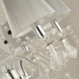 Lustre en cristal de luxe moderne à 1 niveau et 6 lumières