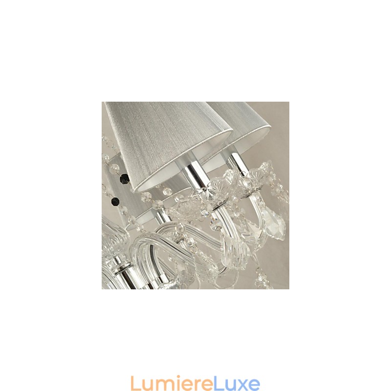 Lustre en cristal de luxe moderne à 1 niveau et 6 lumières