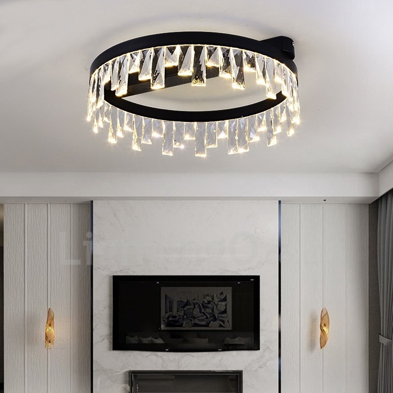 Plafonnier circulaire en cristal moderne et minimaliste