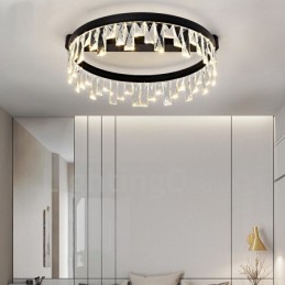 Plafonnier circulaire en cristal moderne et minimaliste