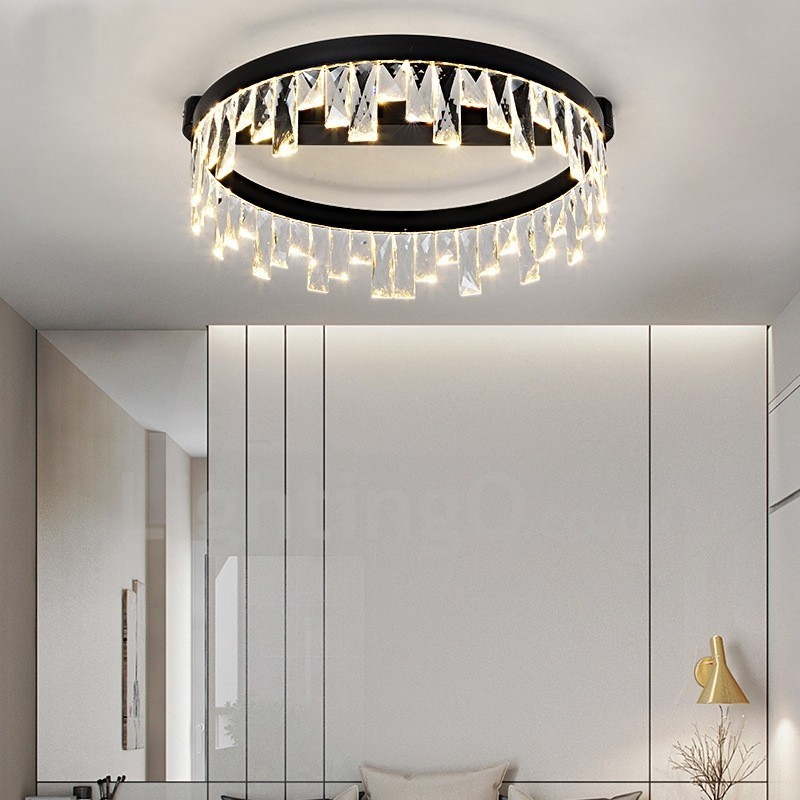 Plafonnier circulaire en cristal moderne et minimaliste
