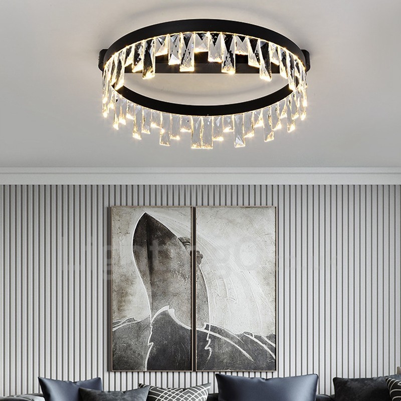 Plafonnier circulaire en cristal moderne et minimaliste