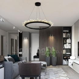 Suspension moderne en cristal en forme d'anneau