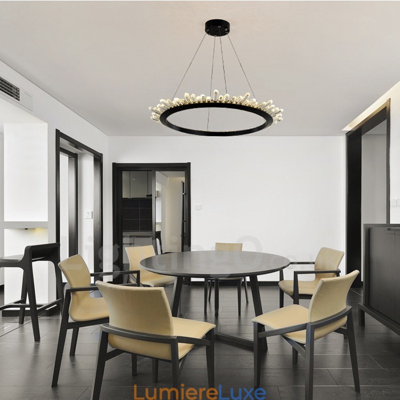 Suspension moderne en cristal en forme d'anneau