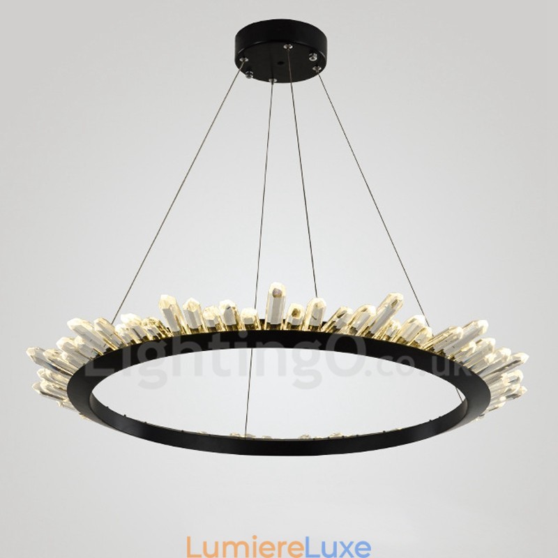 Suspension moderne en cristal en forme d'anneau