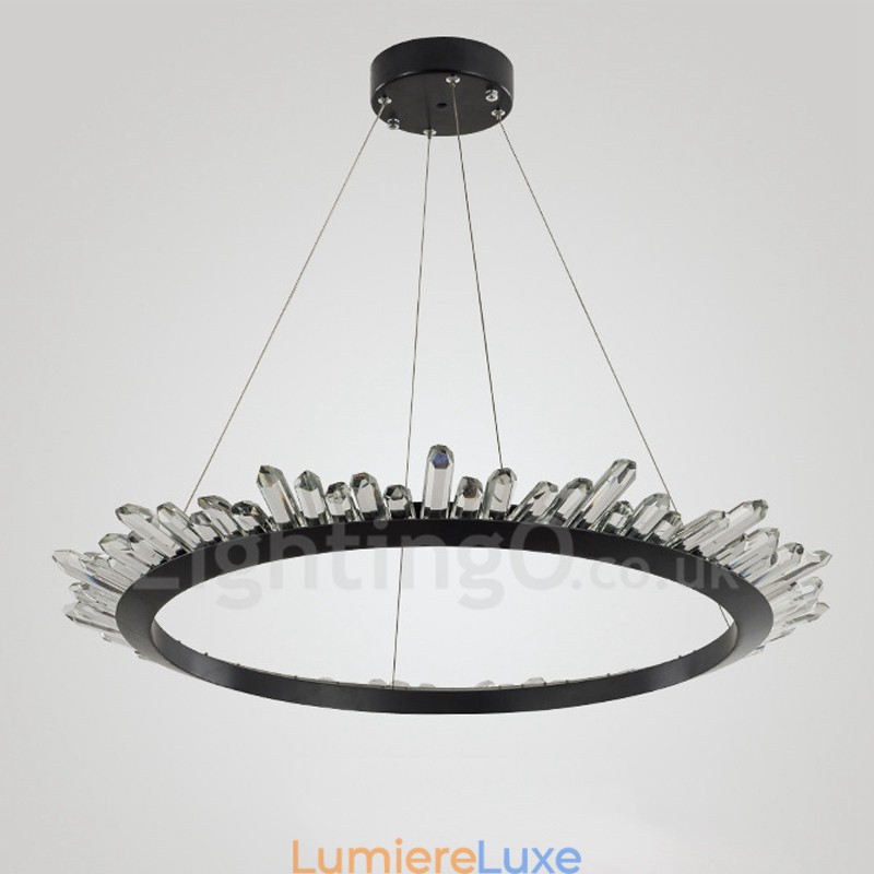 Suspension moderne en cristal en forme d'anneau