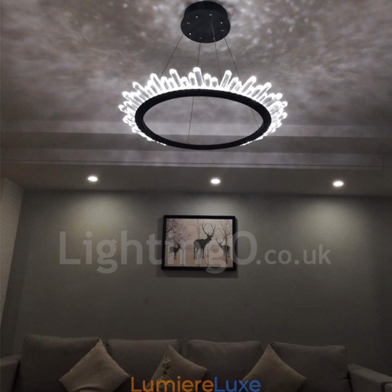 Suspension moderne en cristal en forme d'anneau
