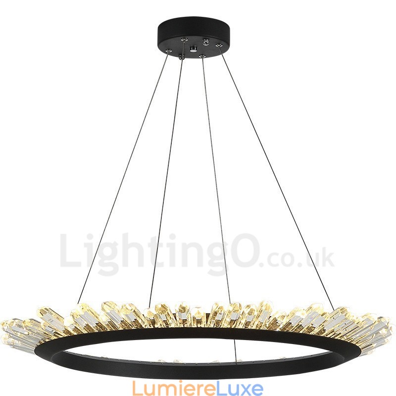 Suspension moderne en cristal en forme d'anneau