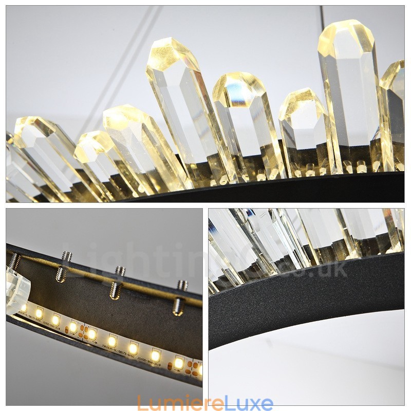Suspension moderne en cristal en forme d'anneau