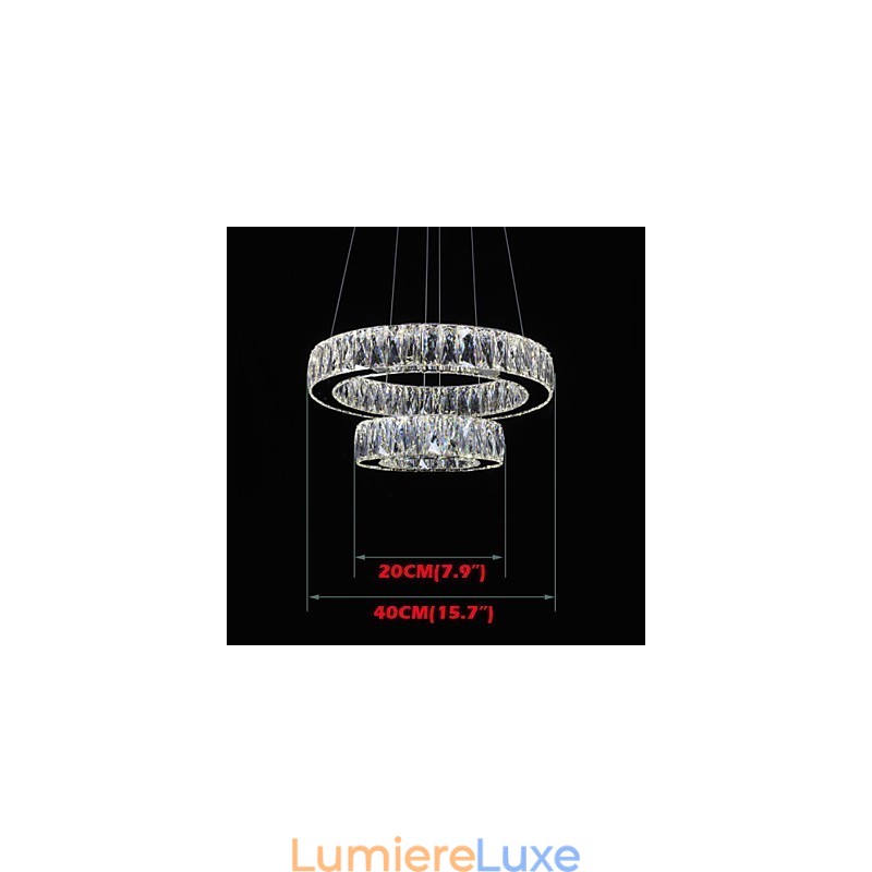 Lustre en cristal moderne à deux anneaux D2040 K9, grand luminaire de plafond en cristal pour la maison
