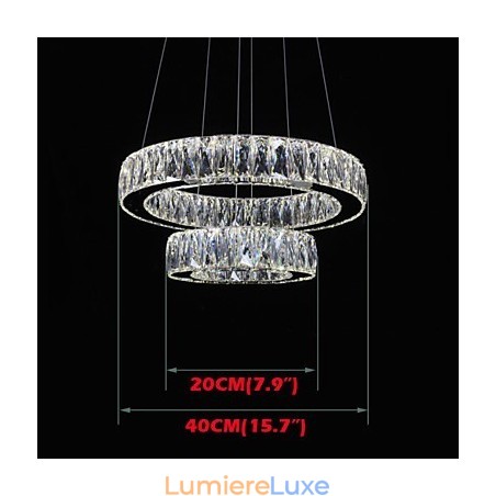 Lustre en cristal moderne à deux anneaux D2040 K9, grand luminaire de plafond en cristal pour la maison Lustre en cristal moderne à deux anneaux D2040 K9, grand luminaire de plafond en cristal pour la maison
