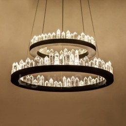 Suspension en cristal à double cercle moderne et tendance
