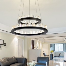 Suspension en cristal à double cercle moderne et tendance