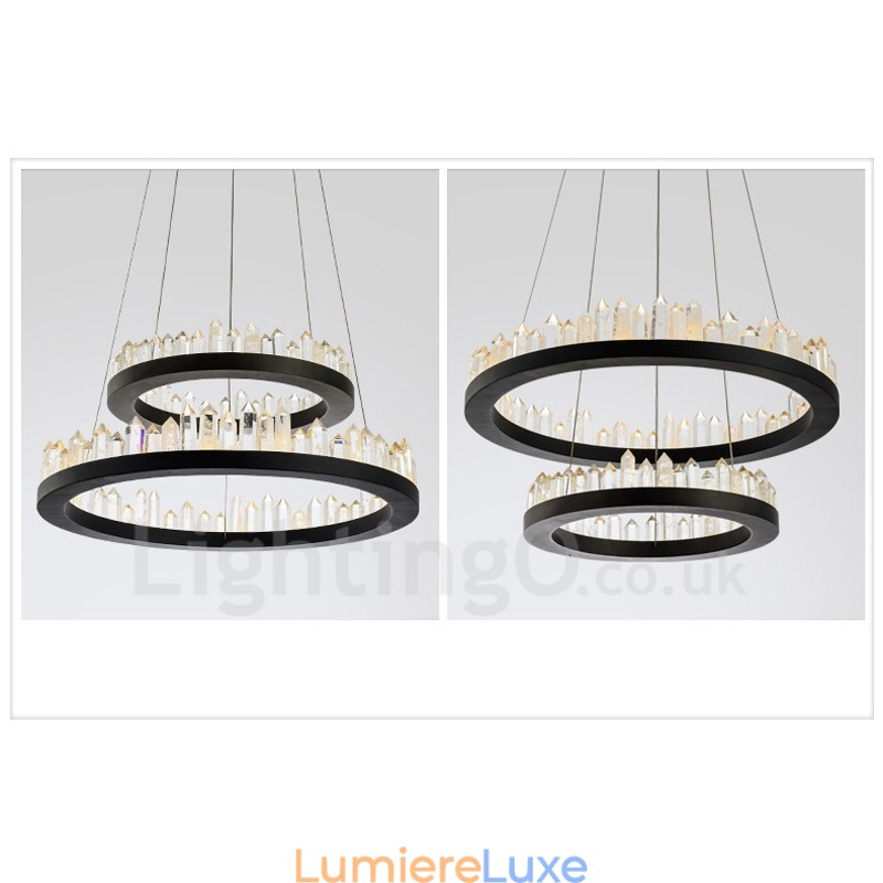Suspension en cristal à double cercle moderne et tendance