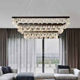 Suspension rectangulaire en cristal style nordique, éclairage postmoderne