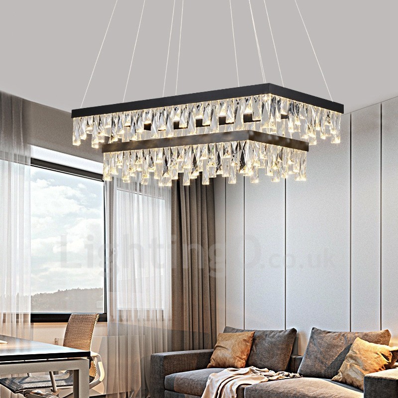 Suspension rectangulaire en cristal style nordique, éclairage postmoderne