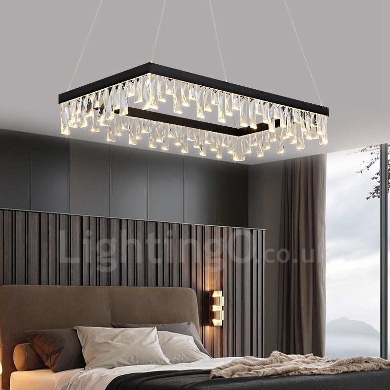 Suspension rectangulaire en cristal style nordique, éclairage postmoderne