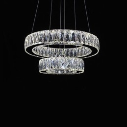 Lustre en cristal moderne à deux anneaux D2040 K9, grand luminaire de plafond en cristal pour la maison