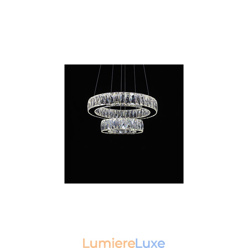 Lustre en cristal moderne à deux anneaux D2040 K9, grand luminaire de plafond en cristal pour la maison