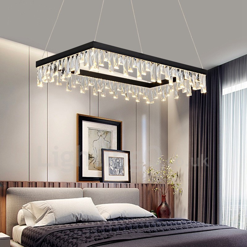 Suspension rectangulaire en cristal style nordique, éclairage postmoderne