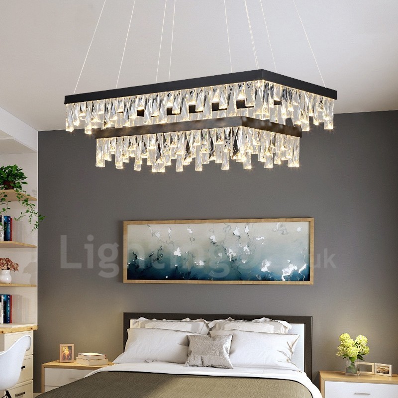 Suspension rectangulaire en cristal style nordique, éclairage postmoderne