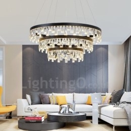 Suspension en cristal au design circulaire moderne