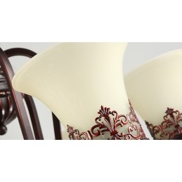 Lustre vintage en métal peint à 24 lumières avec abat-jour en verre et haut plafond