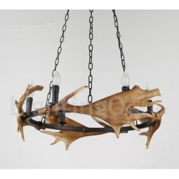 Lustre rustique à 6 lumières en forme d'anneau en bois de cerf