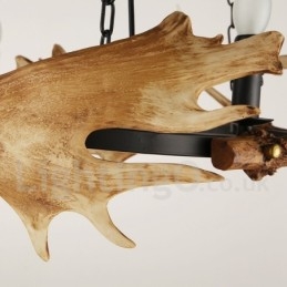 Lustre rustique à 6 lumières en forme d'anneau en bois de cerf
