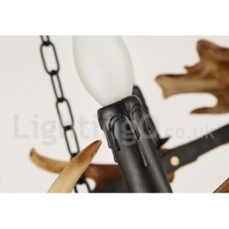 Lustre rustique à 6 lumières en forme d'anneau en bois de cerf
