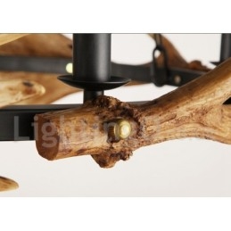 Lustre rustique à 6 lumières en forme d'anneau en bois de cerf