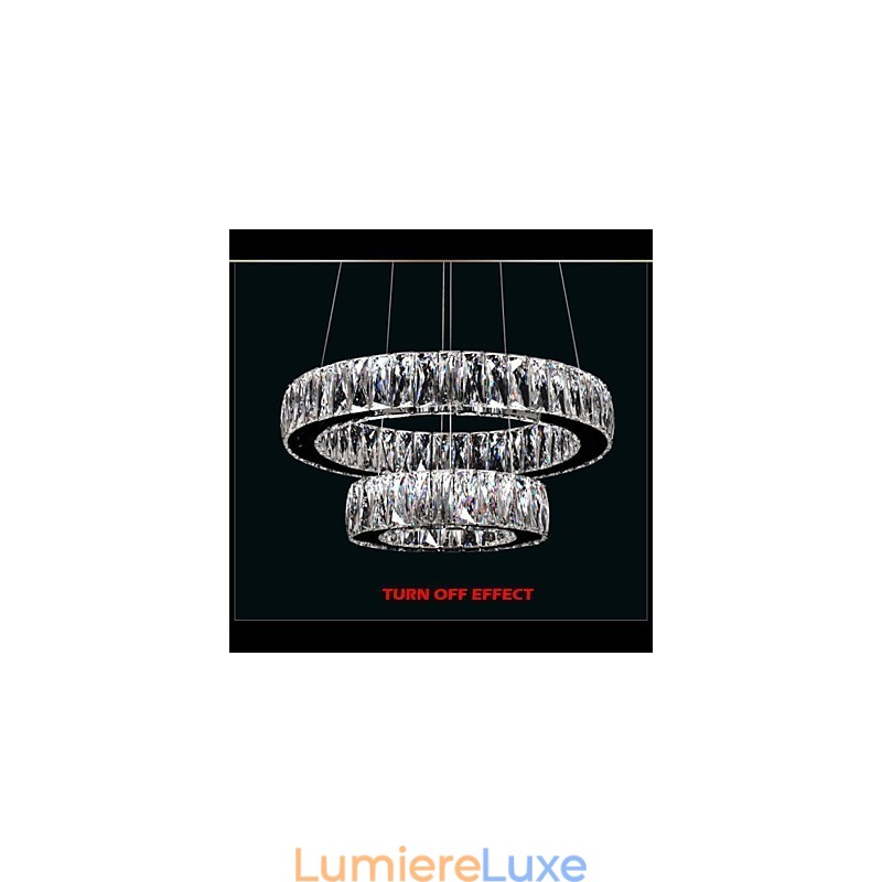 Lustre en cristal moderne à deux anneaux D2040 K9, grand luminaire de plafond en cristal pour la maison