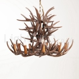 Lustre rustique artistique rétro à 9 lumières en bois de cerf