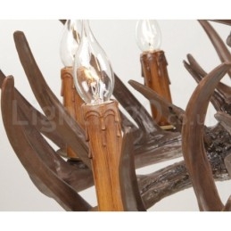 Lustre rustique artistique rétro à 9 lumières en bois de cerf