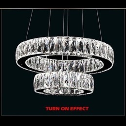 Lustre en cristal moderne à deux anneaux D2040 K9, grand luminaire de plafond en cristal pour la maison