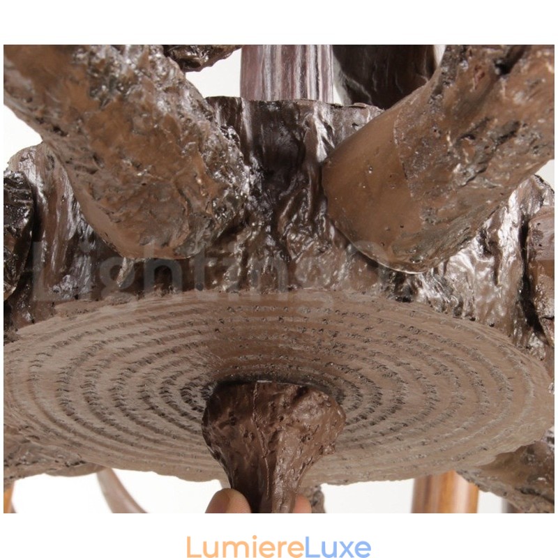 Lustre rustique artistique rétro à 9 lumières en bois de cerf