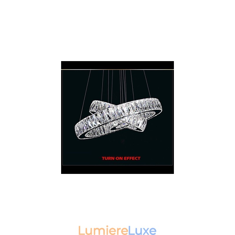 Lustre en cristal moderne à deux anneaux D2040 K9, grand luminaire de plafond en cristal pour la maison