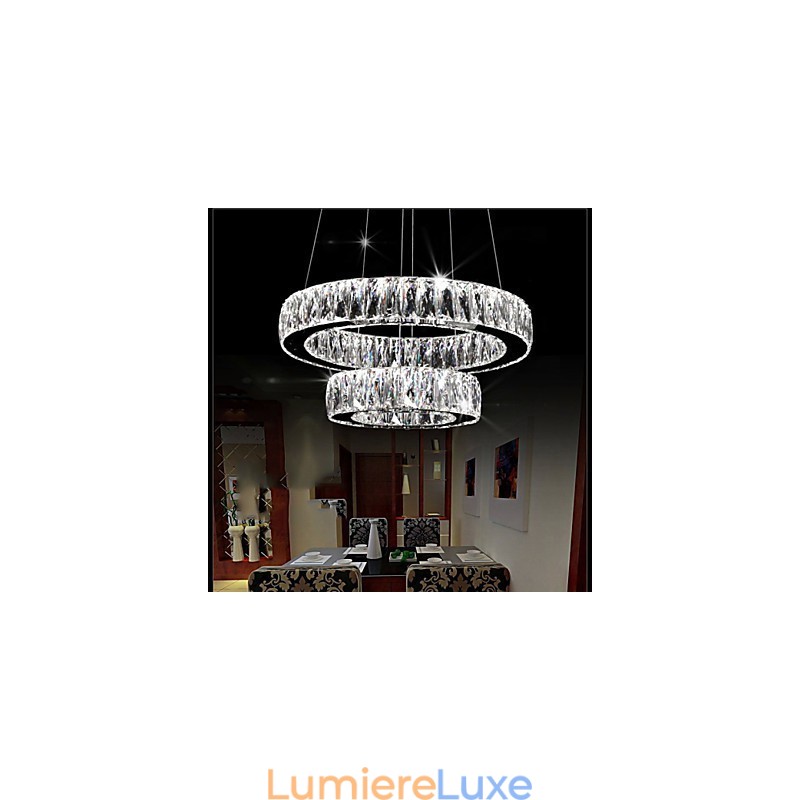 Lustre en cristal moderne à deux anneaux D2040 K9, grand luminaire de plafond en cristal pour la maison
