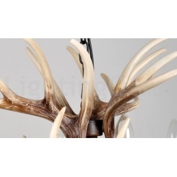 Lustre vintage rustique artistique rétro à 6 lumières en bois de cerf