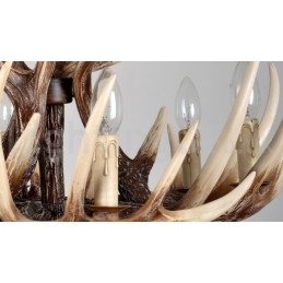 Lustre vintage rustique artistique rétro à 6 lumières en bois de cerf