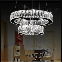 Lustre en cristal moderne à deux anneaux D2040 K9, grand luminaire de plafond en cristal pour la maison